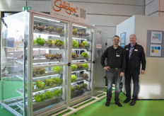 Dominik Bretz & Thomas Hain with RAM Group, showing the SalaJoe to go, a vending machine for hydroponic lettuce